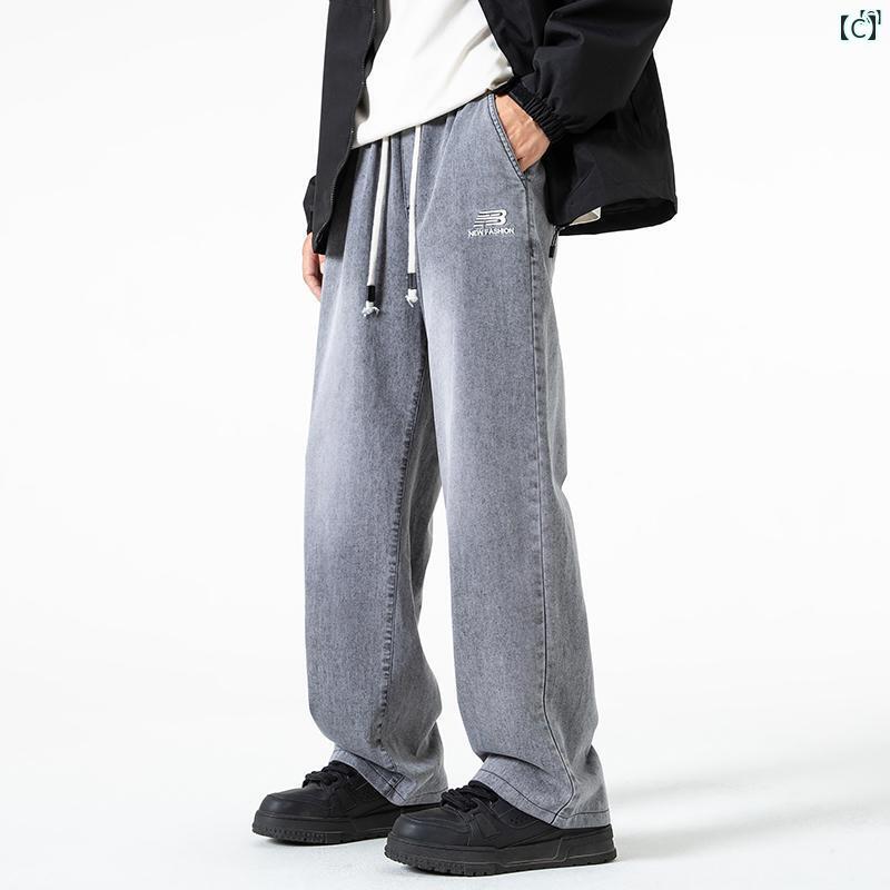 メンズ ファッション 韓国ファッション オシャレ 韓国 マット 美しい 刺繍入り ジーンズ 男子用 春秋 ファッション ストレート ストリート カジュアル パンツ