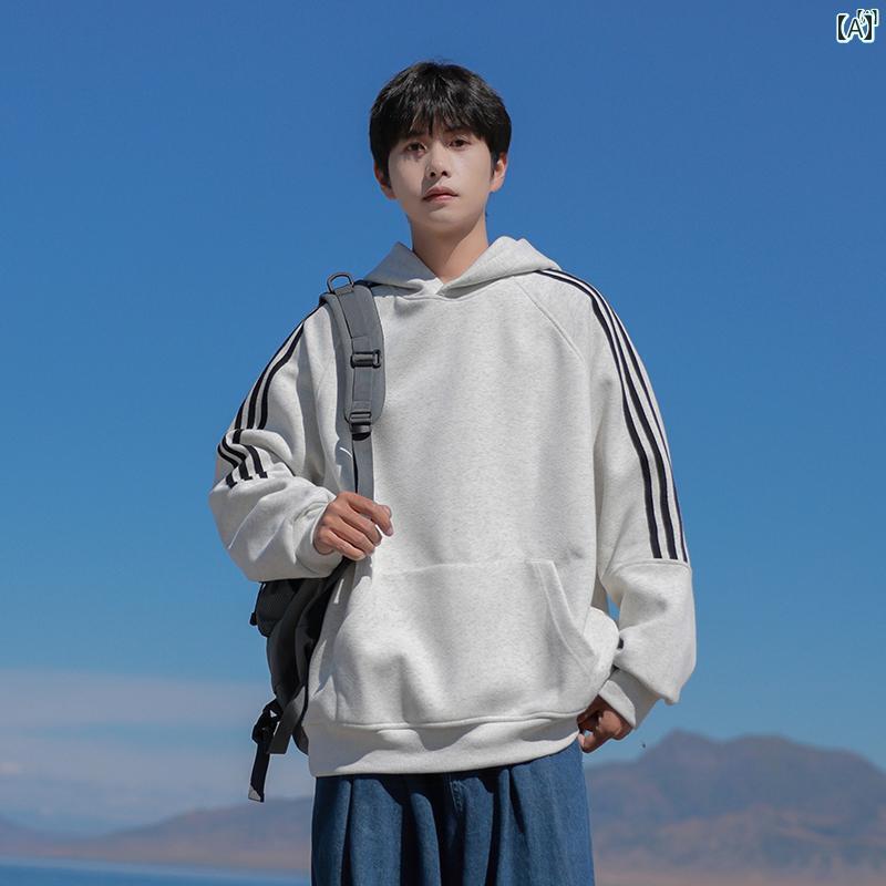 Other Apparel - メンズ ファッション 韓国ファッション オシャレ 韓国 マット 美しい ストライプ フード付き スウェットシャツ メンズ 秋冬 たり ファッション カジュアル ジャケット