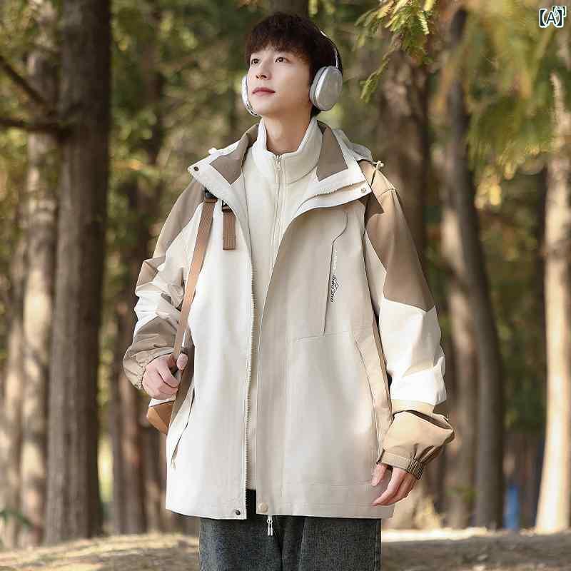 メンズ ファッション 韓国ファッション オシャレ 韓国 eyou スリーインワン ジャケット メンズ 秋冬 カジュアル ワークウェア アウトドア スリープ ルーフ