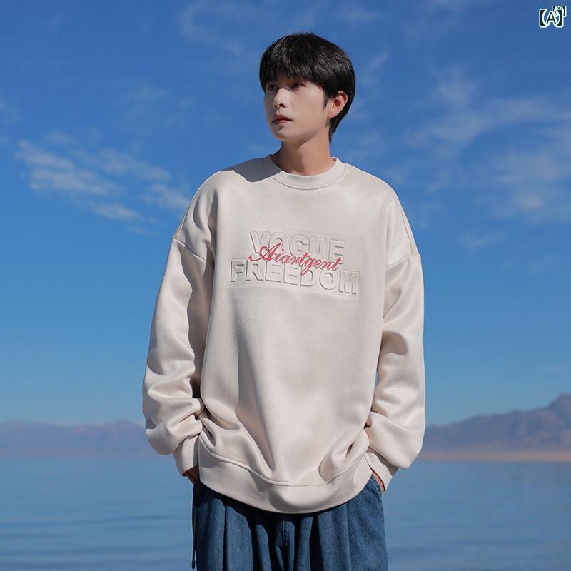 メンズ ファッション 韓国ファッション オシャレ 韓国 美しい 丈夫 スエード スチール プリント ラウン..