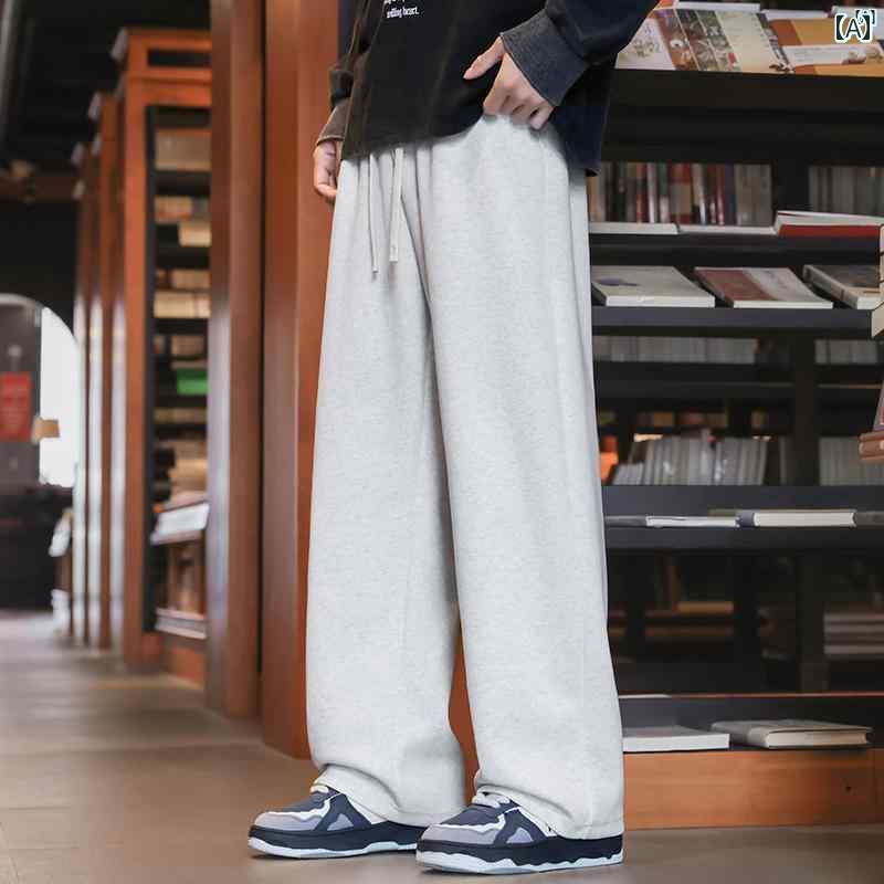 Pants - メンズ ファッション 韓国ファッション オシャレ 韓国 マット ストレート カジュアル パンツ メンズ 春秋 ワイド レッグ 秋冬 スポーツ レジャー