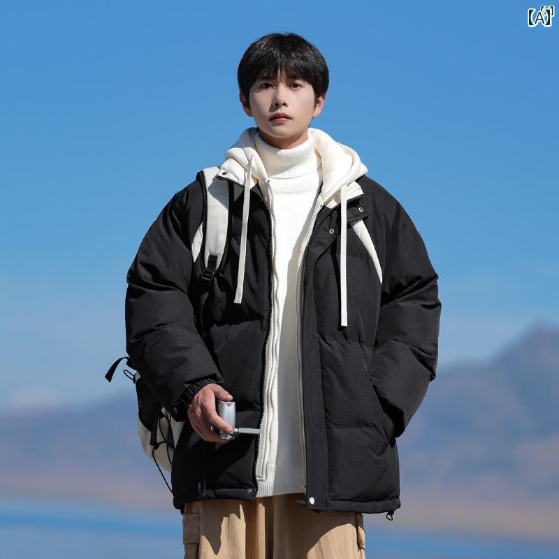 メンズ ファッション 韓国ファッション オシャレ 韓国 男性用 フェイク 2点 コットン入り ジャケット 冬 ベルベット 厚手 加えて 保温性 耐寒性 保つ アメリカ カップル