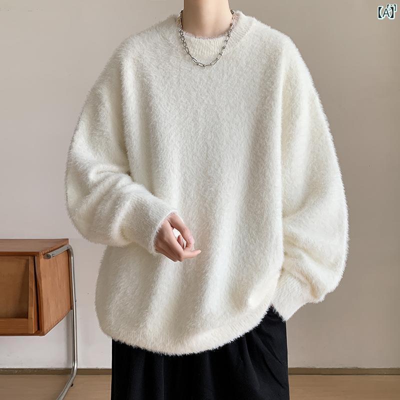 メンズ ファッション 韓国ファッション オシャレ 韓国 無地 クルー ネック セーター 男性用 秋冬 たり ファッション カジュアル