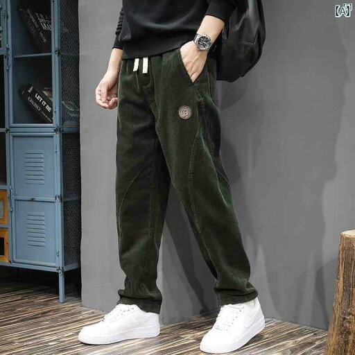メンズ 男性 ファッション 韓国 オシャレ たり 大歳ストリート 春秋 厚手 コーデュロイ カジュアル パンツ 大きいサイズ スプライシング レトロ ワイド レッグ ストレート スポーツ メンズ 男性 ファッション 韓国 オシャレ たり 大歳ストリート 春秋 厚手 コーデュロイ カジュアル パンツ 大きいサイズ スプライシング レトロ ワイド レッグ ストレート スポーツ