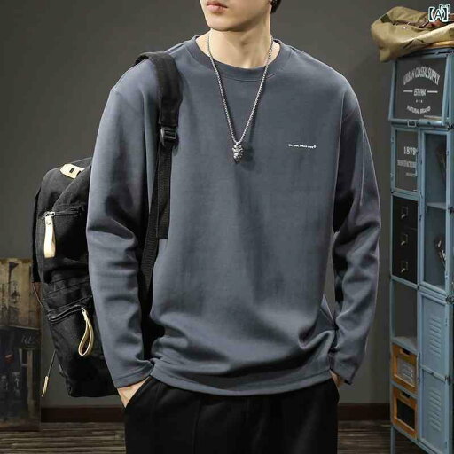 メンズ 男性 ファッション 韓国 オシャレ たり 大歳ストリート 秋 無地 トレーナー 春 ヘビー カジュアル Tシャツ アメリカン ラウンドネック 長袖 メンズ 男性 ファッション 韓国 オシャレ たり 大歳ストリート 秋 無地 トレーナー 春 ヘビー カジュアル Tシャツ アメリカン ラウンドネック 長袖