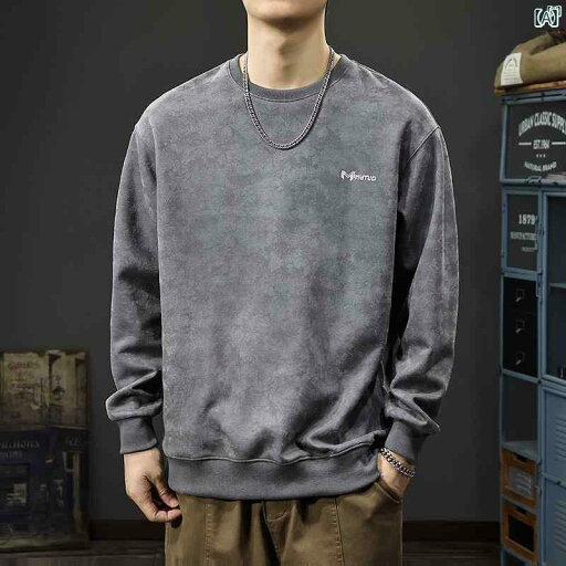 メンズ 男性 ファッション 韓国 オシャレ たり 大歳ストリート 秋 アメリカン レトロ 絞り染め スエード セーター カジュアル 刺繍 ラウンドネック 長袖 Tシャツ メンズ 男性 ファッション 韓国 オシャレ たり 大歳ストリート 秋 アメリカン レトロ 絞り染め スエード セーター カジュアル 刺繍 ラウンドネック 長袖 Tシャツ