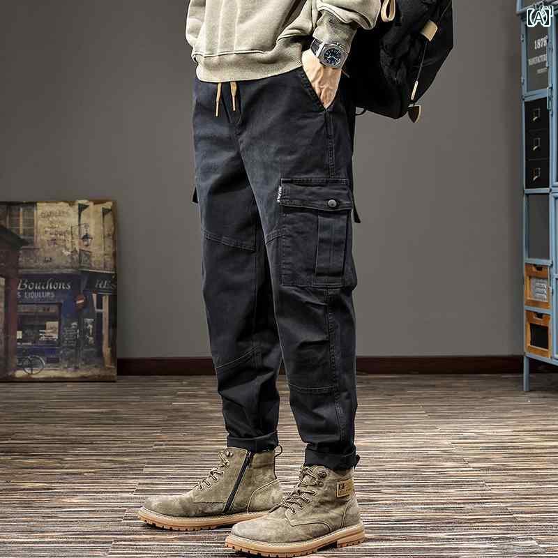 メンズ　男性 ファッション 韓国 オシャレ たり 大歳ストリート アメリカ たり 大きいサイズ マイクロ テーパード オーバー オール 秋 スプライス ストレッチ ストレート カジュアル パンツ