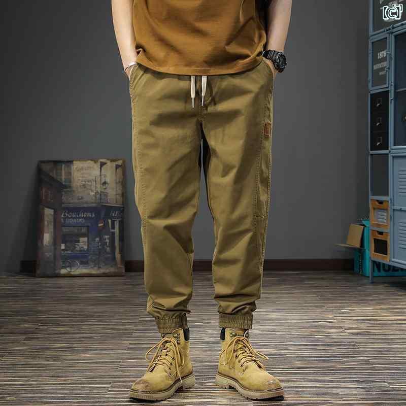 メンズ　男性 ファッション 韓国 オシャレ たり 大歳ストリート 秋 シンプル スプライシング オーバー オール アメリカン 大きいサイズ パンツ アンクル カジュアル