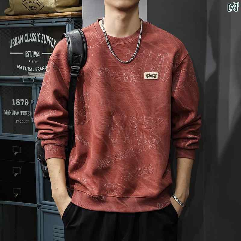 メンズ　男性 ファッション 韓国 オシャレ たり 大歳ストリート 秋 ヘビー クラウド 染料 スウェットシ..