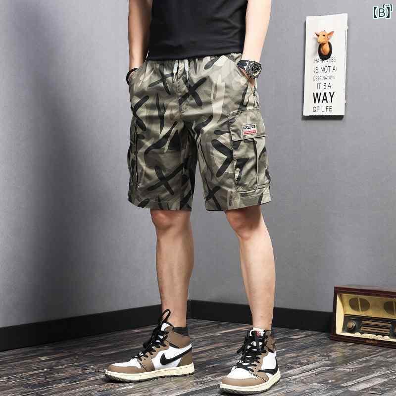 メンズ　男性 ファッション 韓国 オシャレ たり 大歳ストリート 夏 薄手 耐久性 ウエスト 迷彩 ショート パンツ たり カジュアル 韓国 大きいサイズ 五分丈 オーバー オール