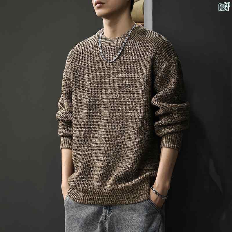メンズ　ファッション　オシャレ　男性　大歳ストリート 秋 厚手 ニット 無地 セーター メンズ たり 大きいサイズ インナーシャツ アメカジ トップス