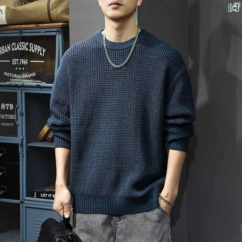 メンズ　ファッション　オシャレ　男性　大歳ストリート 秋 厚手 ニット 無地 セーター メンズ たり 大きいサイズ インナーシャツ アメカジ トップス