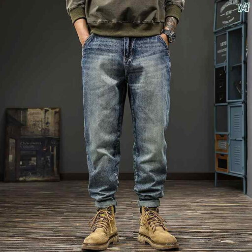 メンズ ファッション オシャレ 男性 大歳ストリート 秋 メンズ マイクロ テーパード ジーンズ レトロ ウォッシュド ストレート パンツ アメリカ ドレープ ワイド レッグ メンズ ファッション オシャレ 男性 大歳ストリート 秋 メンズ マイクロ テーパード ジーンズ レトロ ウォッシュド ストレート パンツ アメリカ ドレープ ワイド レッグ