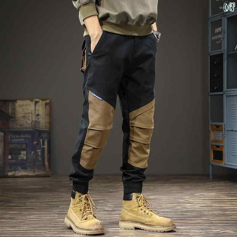 メンズ　ファッション　オシャレ　男性　大歳ストリート 春 アメリカン レトロ ヘビーウェイト パッチワーク オーバー オール メンズ レッグ カジュアル パンツ
