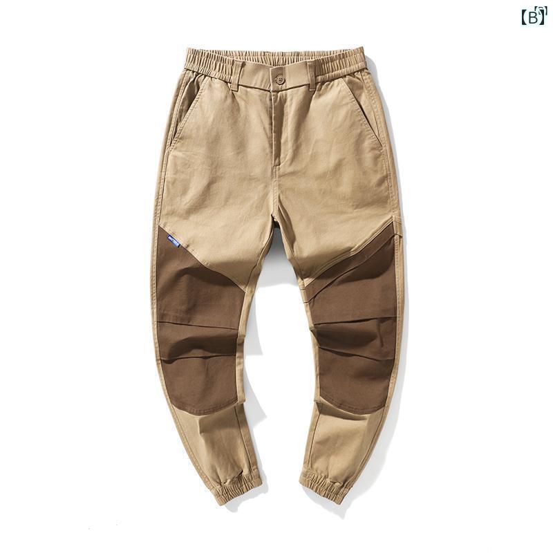 メンズ　ファッション　オシャレ　男性　大歳ストリート 春 アメリカン レトロ ヘビーウェイト パッチワーク オーバー オール メンズ レッグ カジュアル パンツ