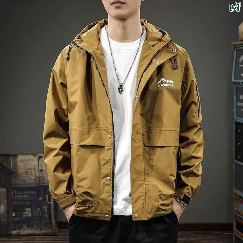 メンズ　ファッション　オシャレ　男性　大歳ストリート アメリカン アウトドア フード付き アサルト ジャケット メンズ たり 大きいサイズ 作業着 秋 ファッション マウンテン プリント カジュアル