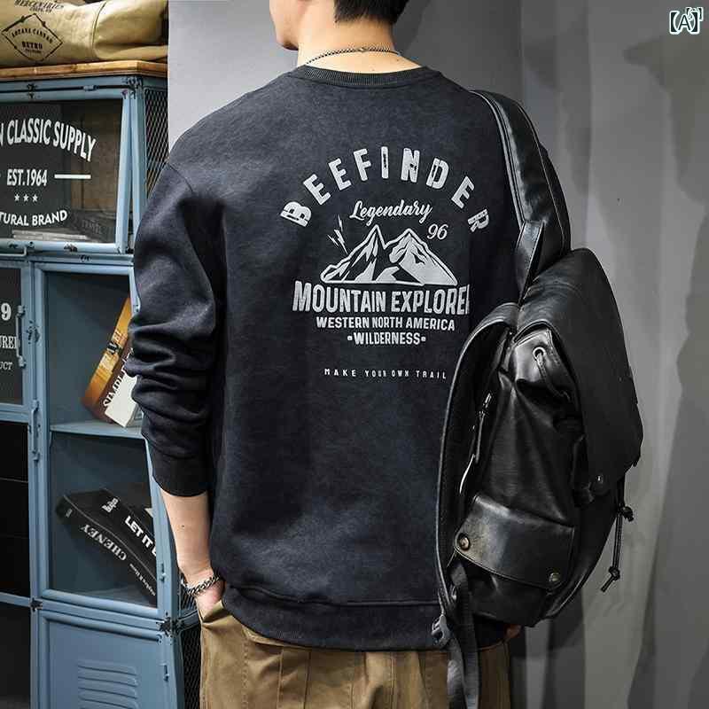 メンズ　ファッション　オシャレ　男性　大歳ストリート 秋新 ヘビーウェイト 絞り染め トレーナー メンズ アメリカン レトロ プリント 大きいサイズ トップ プルオーバー ジャケット