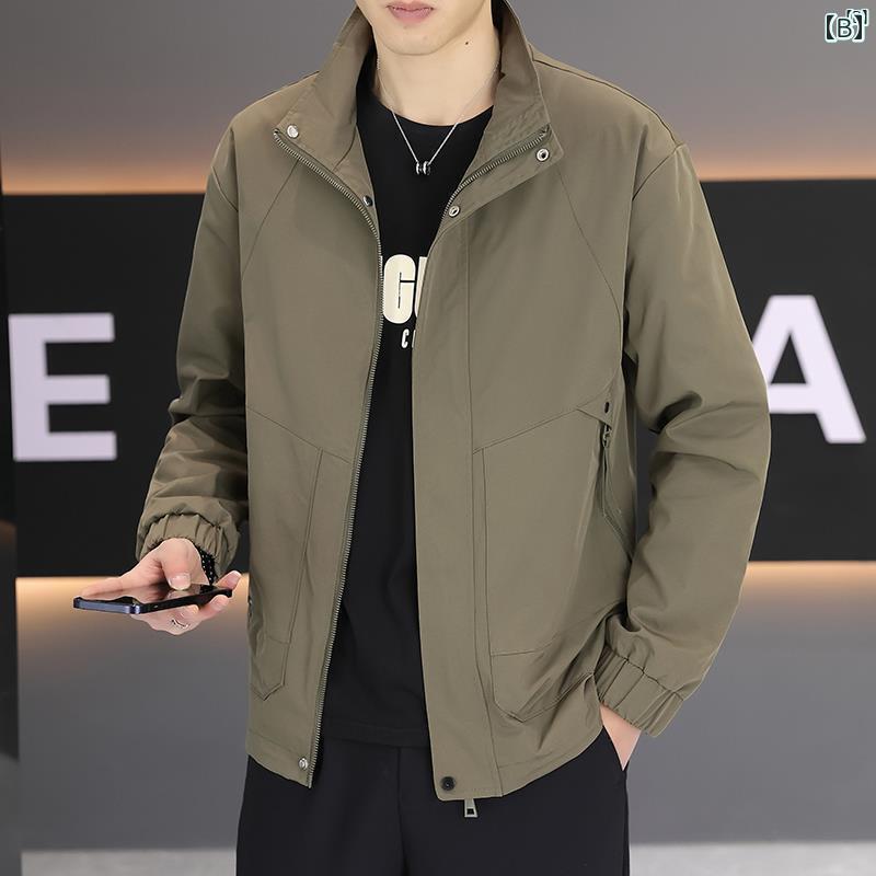 メンズ　ファッション　韓国ファッション　オシャレ　カジュアル　男性用　大歳 真 秋 メンズ スタンドカラー ジャケット 韓国 ワークジャケット 無地 カジュアル トップ