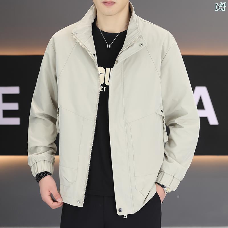 メンズ　ファッション　韓国ファッション　オシャレ　カジュアル　男性用　大歳 真 秋 メンズ スタンドカラー ジャケット 韓国 ワークジャケット 無地 カジュアル トップ