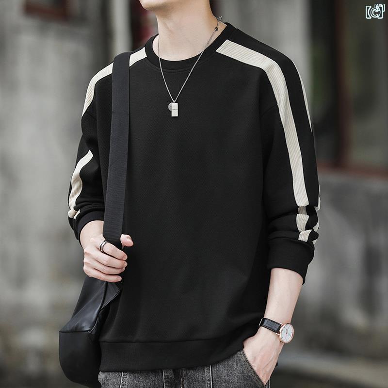 メンズ　ファッション　韓国ファッション　オシャレ　カジュアル　男性用　大歳 メンズ スウェットシャツ 秋 トップス ラウンドネック インナーボトム シャツ 長袖