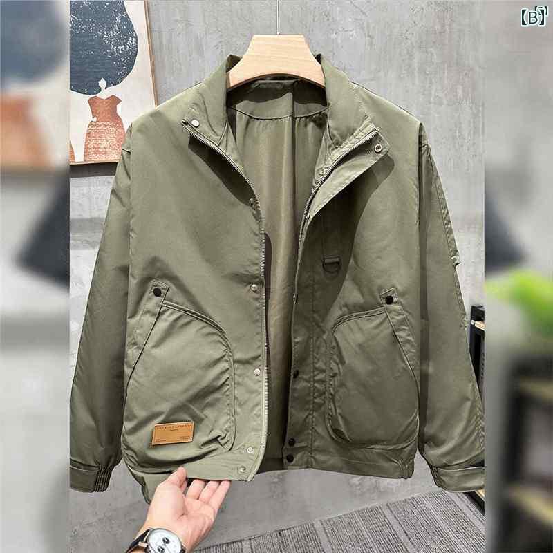 メンズ　ファッション　韓国ファッション　オシャレ　カジュアル　男性用　大歳 男性用 スタンドカラー ワークジャケット 春秋 アメリカン アウトドア スポーツ バイク トップス