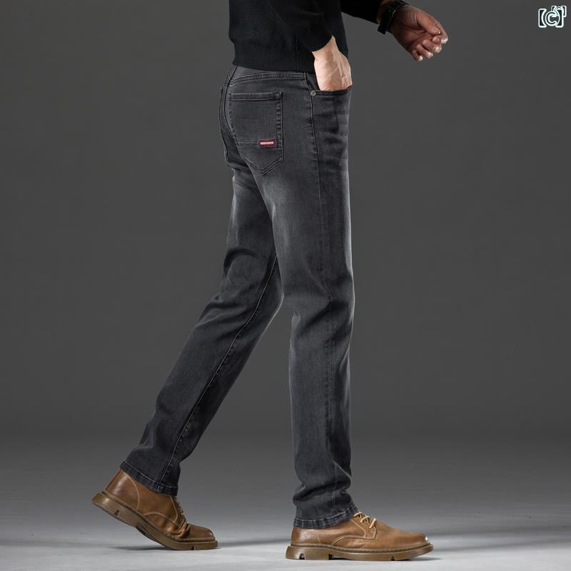 メンズ　ファッション　韓国ファッション　オシャレ　カジュアル　男性用　大歳 男性用 ブラック ジーンズ 春秋 ファッション カジュアル スポーツ ストレッチストレートパンツ