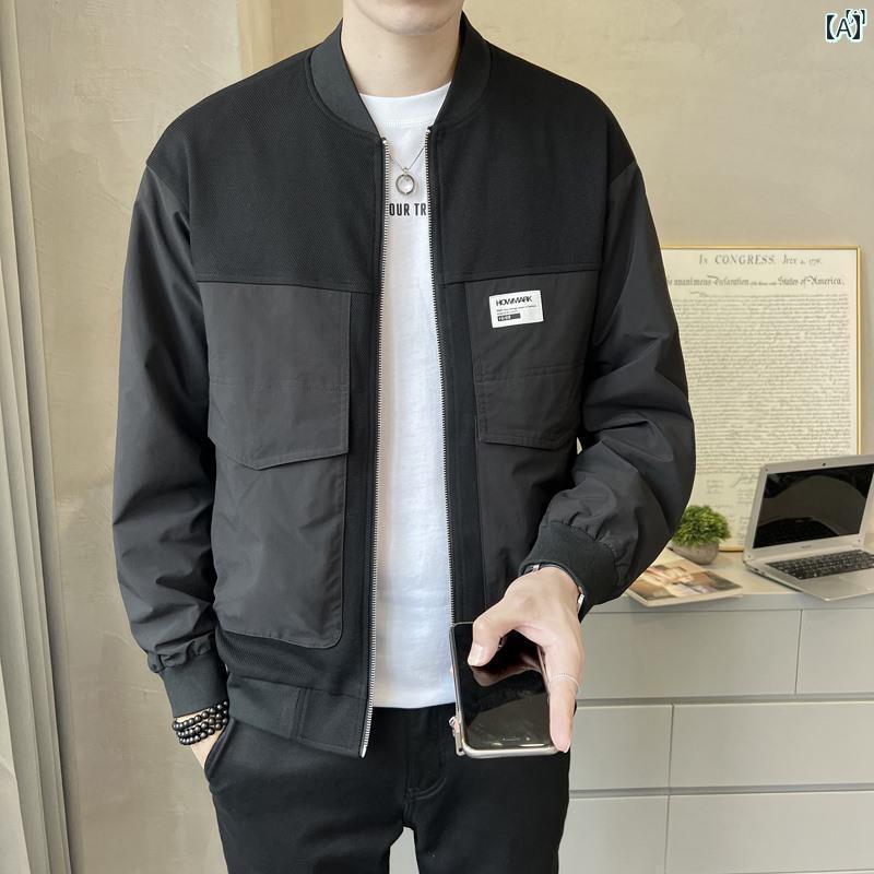 メンズ　ファッション　韓国ファッション　オシャレ　カジュアル　男性用　大歳 秋冬 男性用 野球 ユニフォーム ジャケットコットン 厚手 カジュアル スプライシング トップス(4)