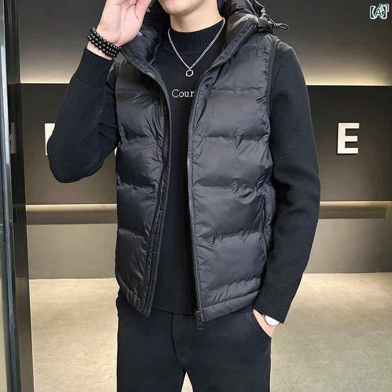 メンズ　ファッション　韓国ファッション　オシャレ　カジュアル　男性用　大歳 3 プルーフ ダウン ベスト ジャケット メンズ 秋冬 ファッション カジュアル チョッキ ショール トップ