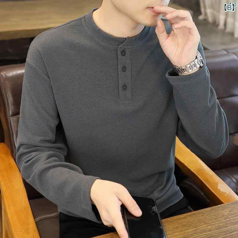 メンズ　ファッション　韓国ファッション　オシャレ　カジュアル　男性用　大歳 ラウンドネック スウェットシャツ 男性用 春秋 織り カジュアル 長袖 ボトム シャツ Tシャツ