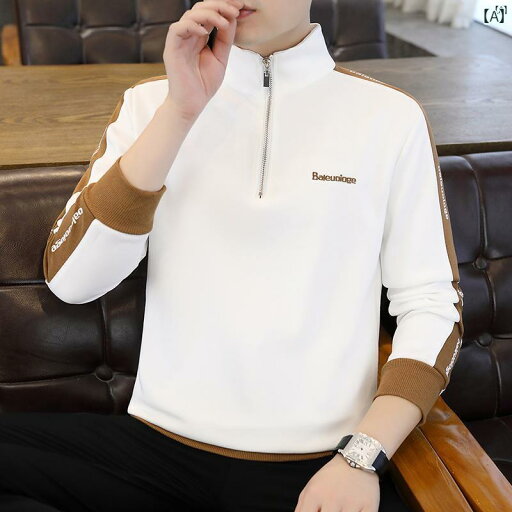 メンズ ファッション 韓国ファッション オシャレ カジュアル 男性用 大歳 スプライシング 長袖 Tシャツ メンズ 春秋 スウェットシャツ ハーフ タートルネック トップ ジッパー シャツ メンズ ファッション 韓国ファッション オシャレ カジュアル 男性用 大歳 スプライシング 長袖 Tシャツ メンズ 春秋 スウェットシャツ ハーフ タートルネック トップ ジッパー シャツ