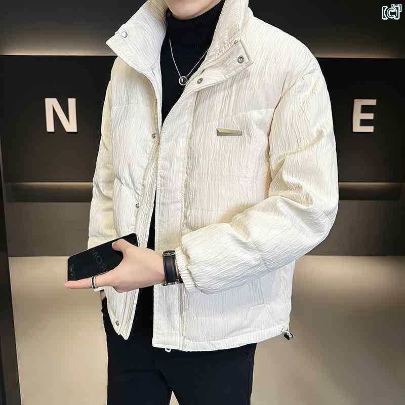 メンズ　ファッション　韓国ファッション　オシャレ　カジュアル　男性用　大歳 スタンドカラー ダウン ジャケット 冬 暖かい 厚手 快適 カジュアル ショート トップ