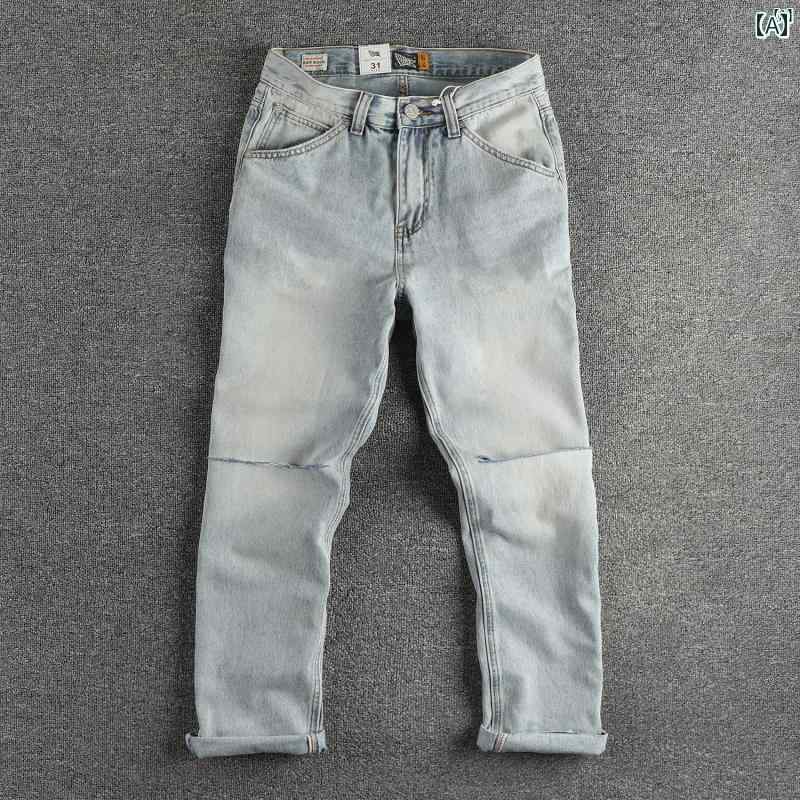 メンズ　メンズファッション　ファッション　男性用　オシャレ ヘビーウォッシュ 加工 ライト ブルー ..