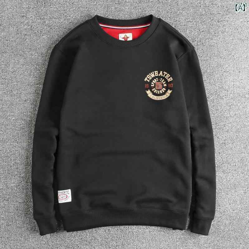 メンズ　メンズファッション　ファッション　男性用　オシャレ シンプル レトロ レター パターン テリー コットン ウォッシュド ラウンドネック スウェットシャツ メンズ 秋冬用 カジュアル アメリカン 長袖 トップス