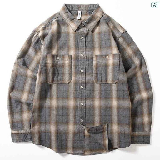 メンズ ファッション 男性用 カジュアル オシャレ チェック柄 シャツ メンズ 長袖 春秋 レトロ 文学 トップ レイ ヤード カジュアル ジャケット メンズ ファッション 男性用 カジュアル オシャレ チェック柄 シャツ メンズ 長袖 春秋 レトロ 文学 トップ レイ ヤード カジュアル ジャケット
