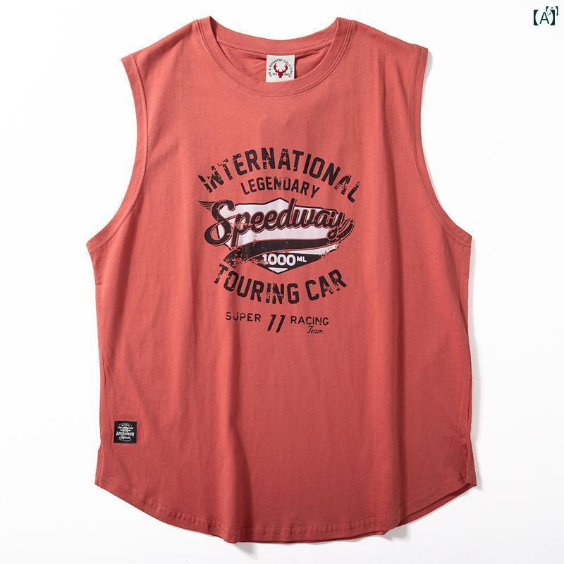 メンズ　ファッション　男性用　カジュアル　オシャレ ブロード ショルダー ベスト メンズ 夏 柔らかく 肌 優しい コットン ノースリーブ Tシャツ アメリカン レトロ フィットネススポーツ