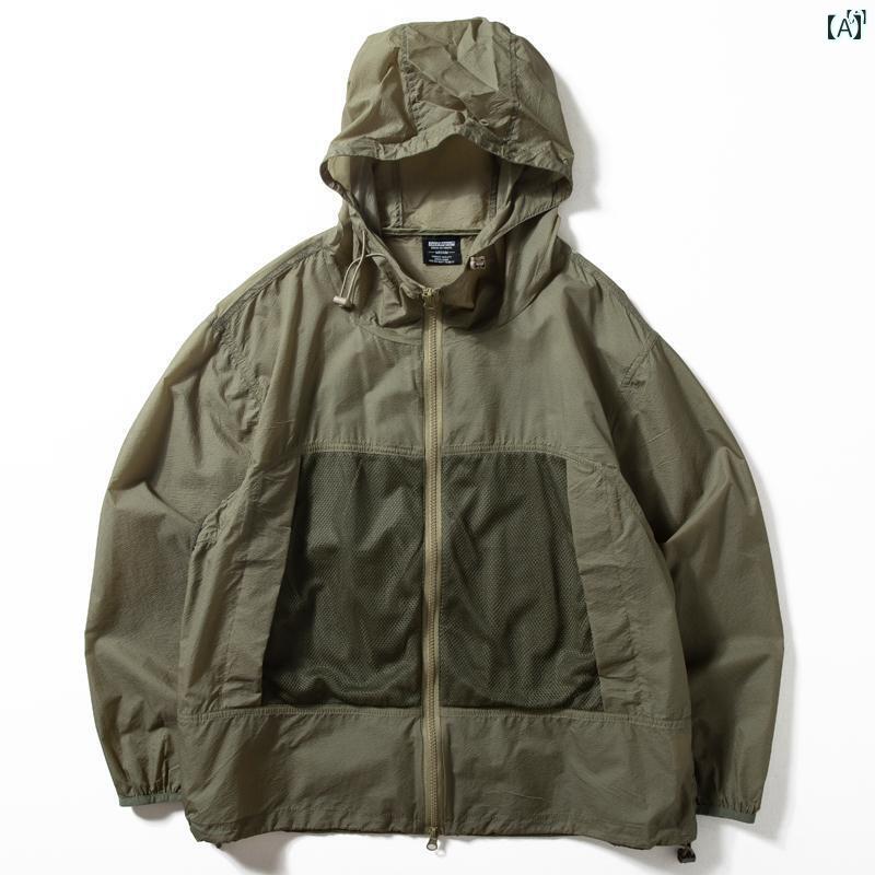 メンズ　ファッション　男性用　カジュアル　オシャレ 男性用 フード付き 日焼け防止 ジャケット 夏 軽量 通気性 UPF 80 スキン たり スポーツ カジュアル