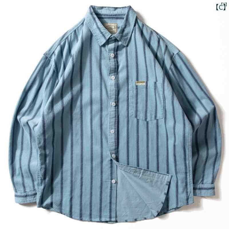 メンズ　ファッション　男性用　カジュアル　オシャレ シャツ メンズ 長袖 コットン 細 コーデュロイたり 秋 アウター レトロ ストライプ ジャケット