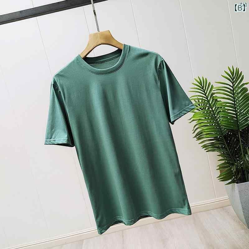 メンズ　男性　メンズファッション　オシャレ　カジュアル コットン 肌 優しい 通気性 無地 ファッション ラウンドネック 半袖 Tシャツ 夏 0728