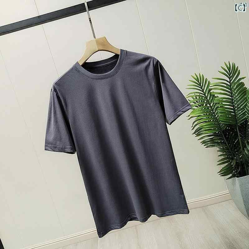 メンズ　男性　メンズファッション　オシャレ　カジュアル コットン 肌 優しい 通気性 無地 ファッション ラウンドネック 半袖 Tシャツ 夏 0728