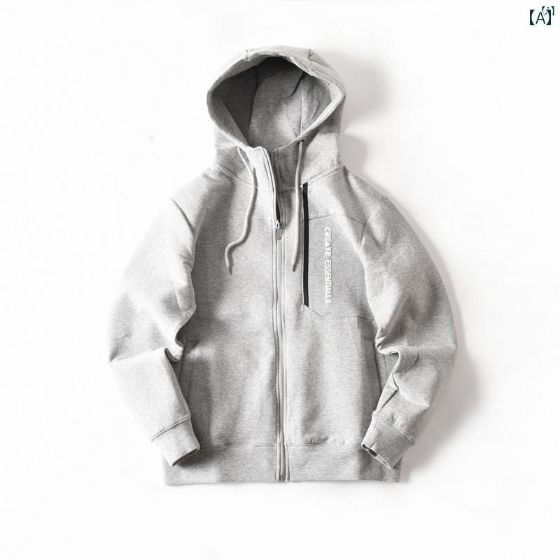 メンズ　男性　メンズファッション　オシャレ　カジュアル コットン 空気 層 ファッション プリント ジッパー カーディガン スウェットシャツ 男性 秋 フード付き ジャケット