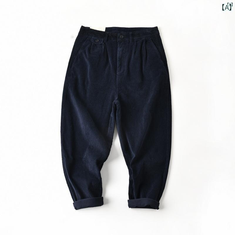 メンズ　男性　メンズファッション　オシャレ　カジュアル コットン コーデュロイ アミ カーキ レトロ 細 口 テーパード パンツ 春秋 0877