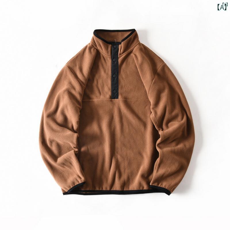 メンズ　男性　メンズファッション　オシャレ　カジュアル フリース 自己 発熱 暖かい ヘンリー 長袖 スウェットシャツ 秋冬 シャツ