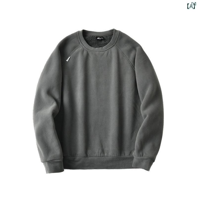 メンズ　男性　メンズファッション　オシャレ　カジュアル ラスト 厚手子羊 ベルベット たり 暖かい クロス ショルダー ラウンドネックプルオーバー ボトム スウェットシャツ 男性 冬 0961