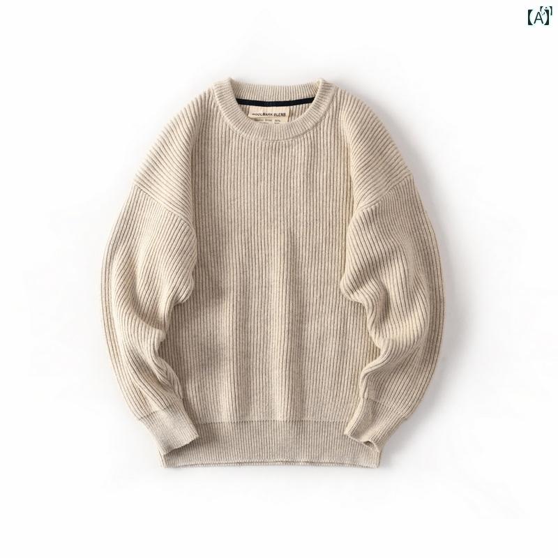 メンズ 男性 メンズファッション オシャレ カジュアル ヘビー ウール コットン 混紡 厚手 セーター レディース ラウンドネックプルオーバー 0620