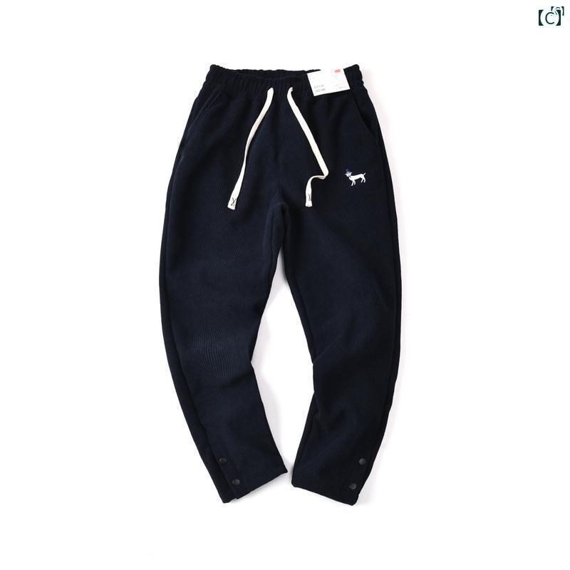 メンズ　男性　メンズファッション　オシャレ　カジュアル シングル コーデュロイ ベルベット 厚手 刺繍 足 開いて 保温性 こ パンツ 冬 0991