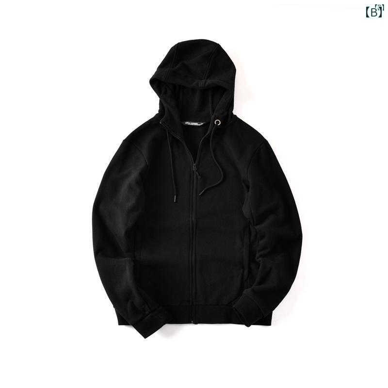 メンズ　男性　メンズファッション　オシャレ　カジュアル ビッグ テール シングル コットン テリー フード付き ジッパー カーディガン トレーナー パーカー 男性 秋 0886