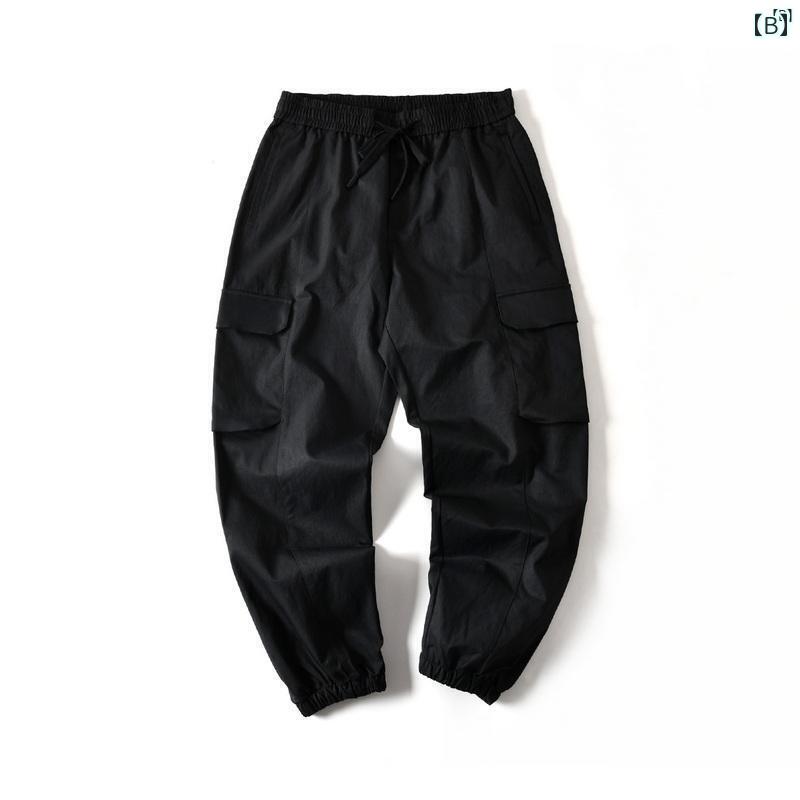 メンズ　男性　メンズファッション　オシャレ　カジュアル 快適 耐久性 マルチ ポケット オーバー オール ウエスト ストレート レッグ レギンス メンズ 秋 スポーツ カジュアル パンツ