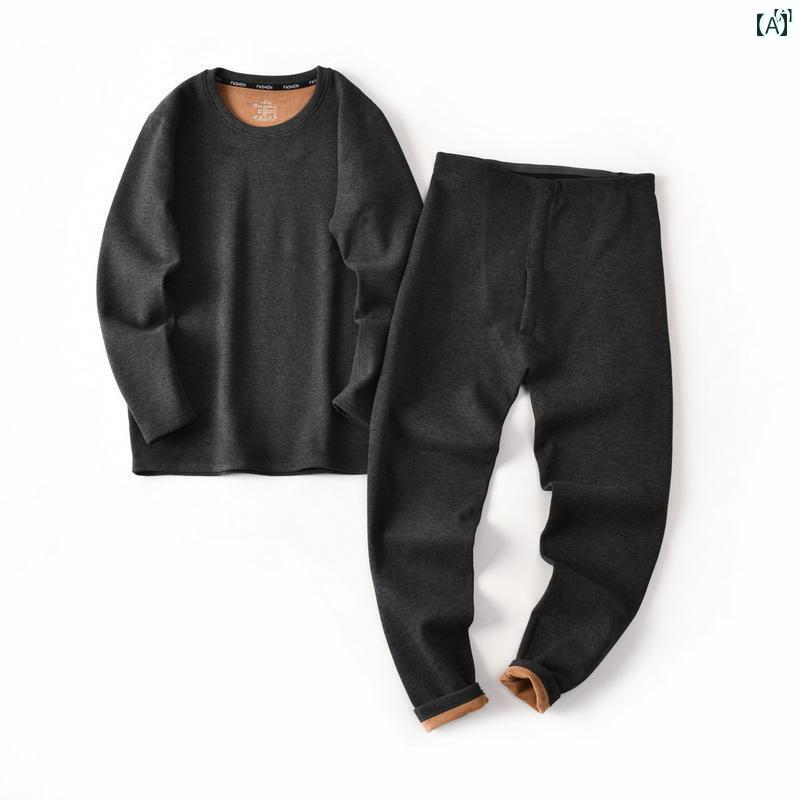 メンズ　男性　メンズファッション　オシャレ　カジュアル 単 粒 ベルベット 裏起毛 厚手 耐久性 蓄 熱..