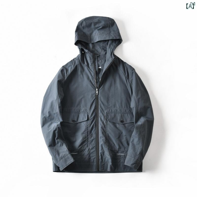 Other - メンズ　男性　メンズファッション　オシャレ　カジュアル 防風性 快適 通気性 カジュアル トップステッチ ポケット ライト ワークウェア フード付き ジャケット 男性用 春秋