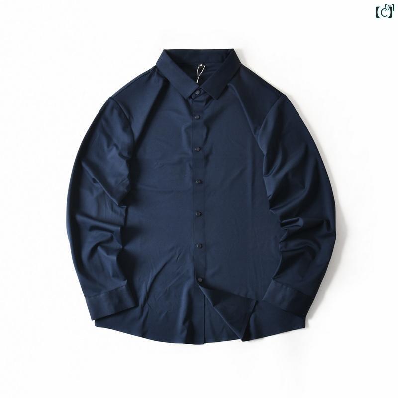 メンズ　男性　メンズファッション　オシャレ　カジュアル シームレス ラミネート 抗 シワ 速乾 耐久性 ビジネス カジュアル 長袖 シャツ メンズ 秋